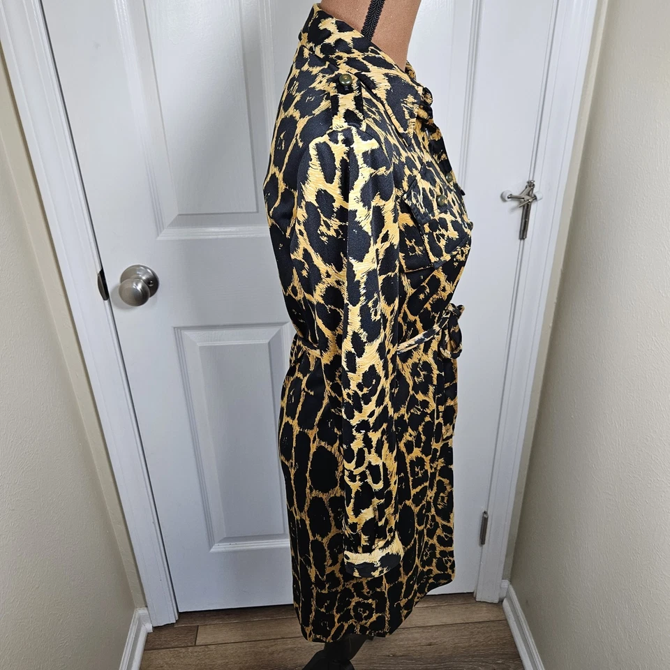 Vestido Camisa Wilroy Ban-Lon Años 70 De Colección Para Mujer S/M Leopardo Corbata Cintura Oficina Fiesta Foto 4 de 4