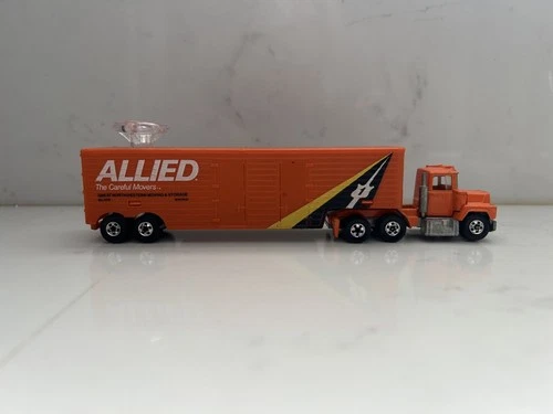 Vintage 1980 Hot Wheels Steering Rigs Mack And Allied Van Trailer Orange