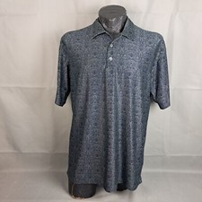 Nike Golf Dri-Fit UV Polo Shirt Size Large Mens Green All Over Print SS Pullover