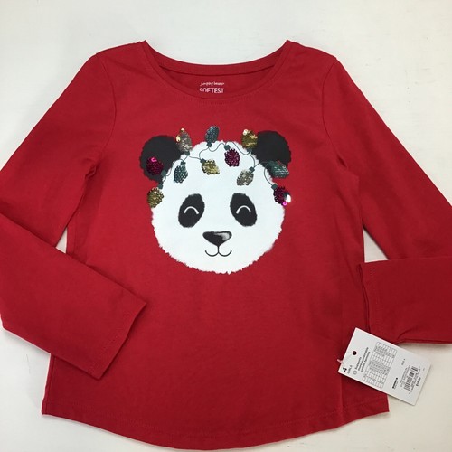 Jumping Beans Softest Tee Shirt, Size 4. Christmas Panda, Sparkle Lights. - Picture 6 of 6