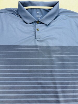 Nike Golf Shirt Mens XL Royal and Navy Striped Colorblock Standard Fit