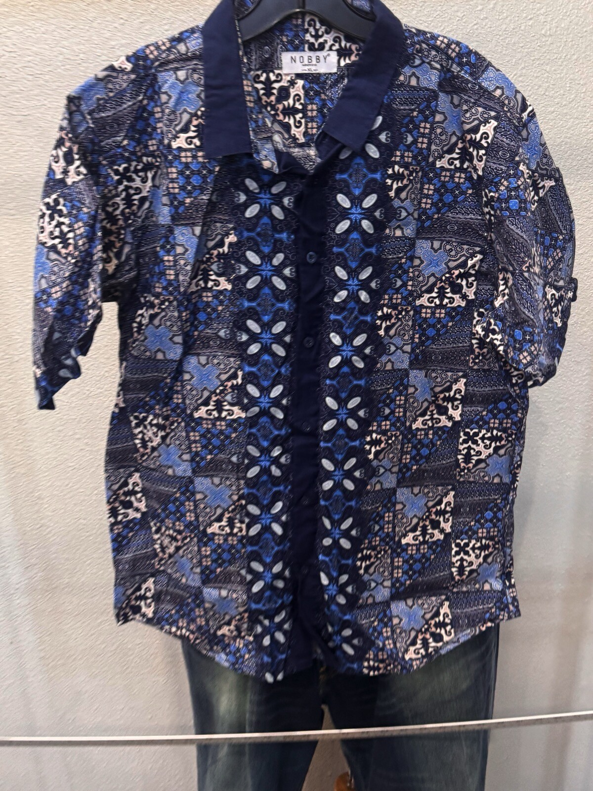 Nobby Geometric Pattern SHORT SLEEVE BUTTON UP SH… - image 1