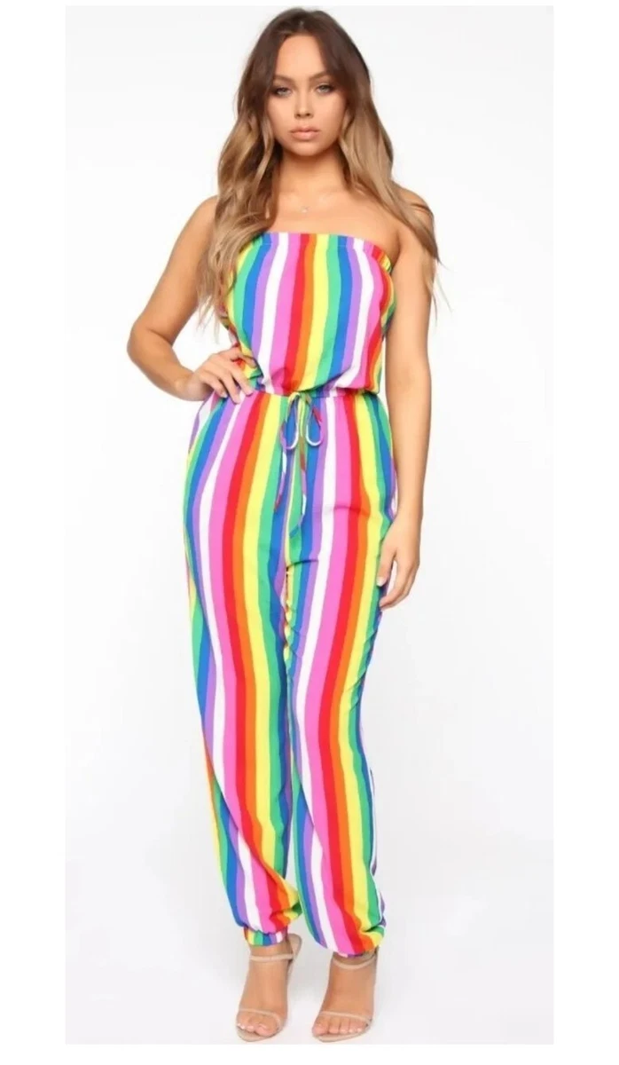 Fashion nova top rainbow jumpsuit