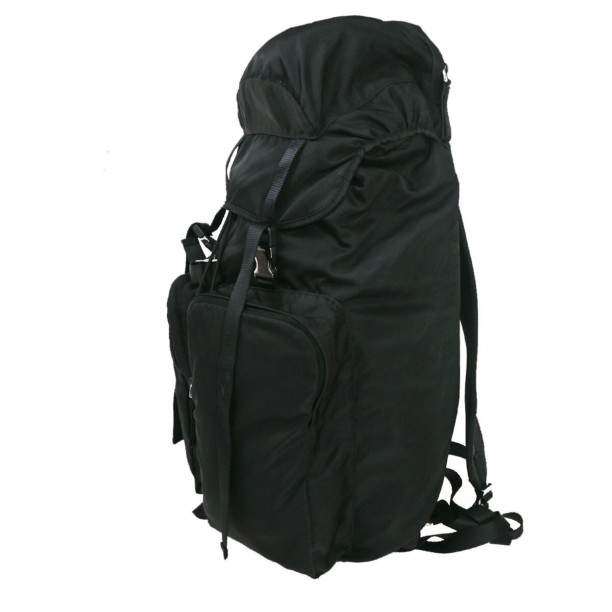 PRADA MILANO Logo Backpack Bag Nylon Leather Black Silver  display picture 1