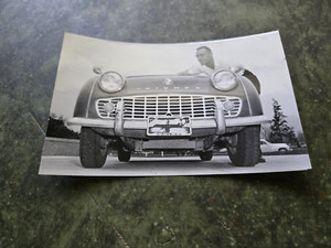 Vintage Original B& W Photo 4 x 6" Triumph TR3A South West Idaho Sports Car Club