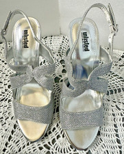 Kenneth Cole NEW Sparkly Shiny Strappy Formal Evening wear Silver Heels 6.5M