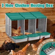 3 Hole Chicken Nesting Box Chook Hen Roll Away Plastic Modular Laying Boxes