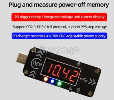PPS PD2.0 PD3.0 Type-C USB Charging Trigger Charger Voltmeter Ammeter