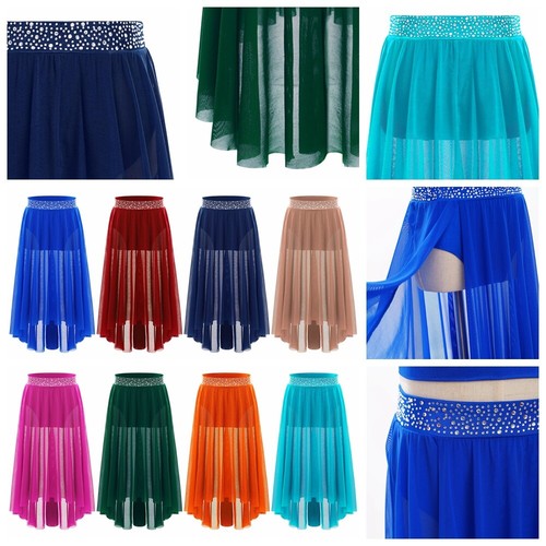 Kids Girls Dancewear Tutu Skirt Latin Outfit Modern Contemporary Gymnastics - Picture 6 of 93