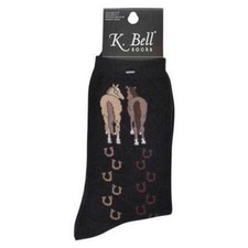 Horse Themed Horses Walking Black Lightweight Socks - KBWF15H064-01