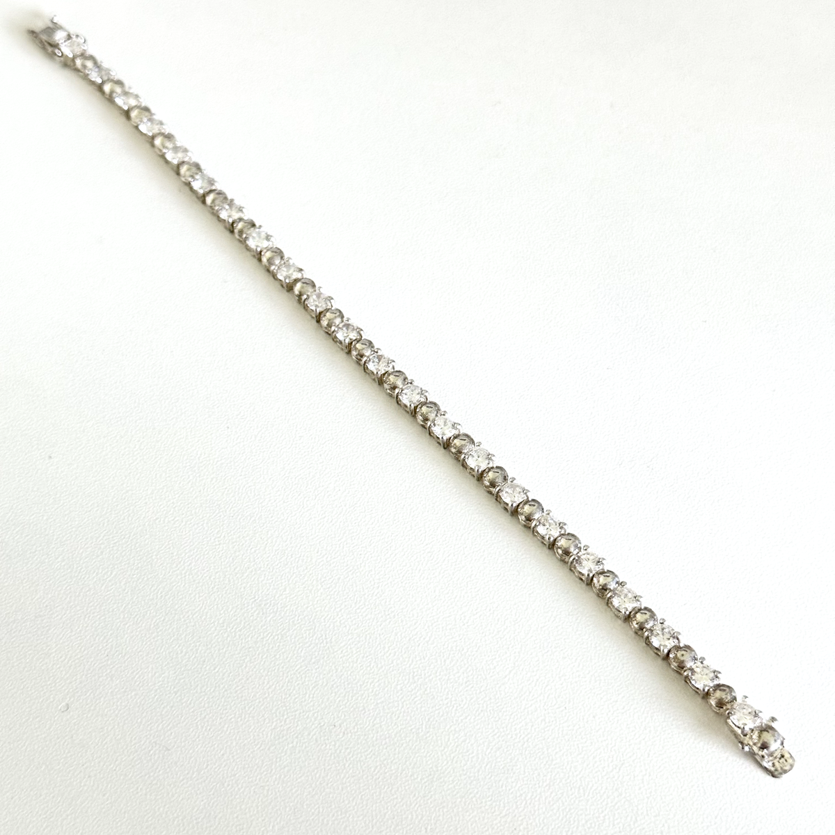 925 Sterling Silver Vintage Clear CZ Cubic Zirconia Tennis