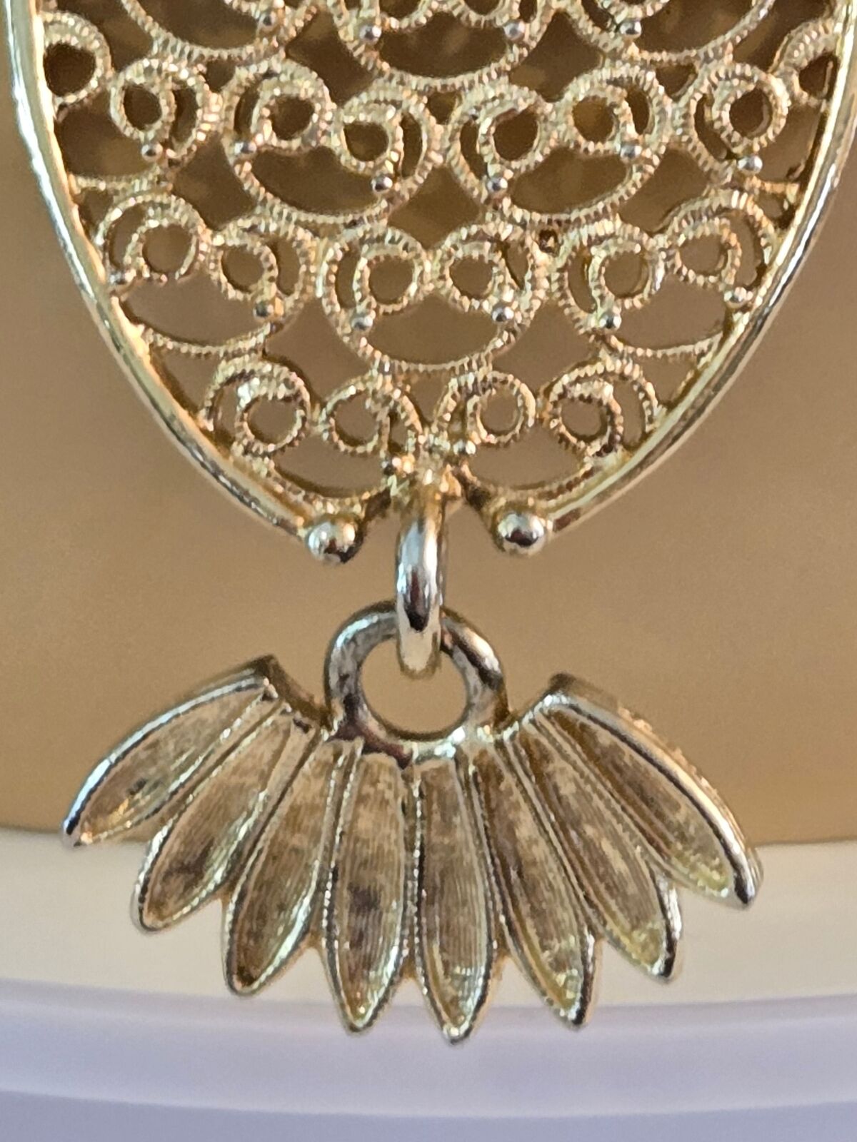 Owl Pendant Necklace - Vintage 1974 Sarah Coventry - Gold Tone Filigree ...