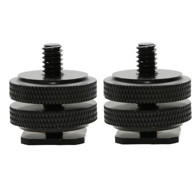 2 PCS 1/4''-20 ALL METAL Tripod Screw to Hot Shoe/Cold Shoe Adapter