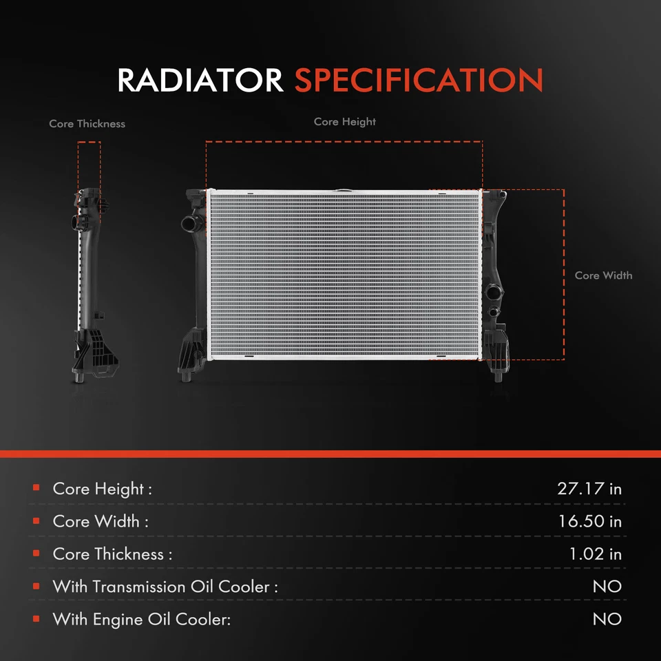 Radiador para Mercedes-Benz Metris 2016 2017 2018 2019 2020 2021 2022 2023 2.0L - Imagem 2 de 4