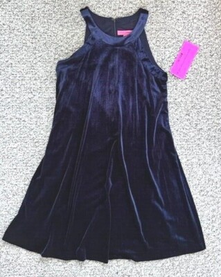 Blue velvet Sleeveless Swing Dress by "Betsy Johnson" Size 6 NWT | eBay