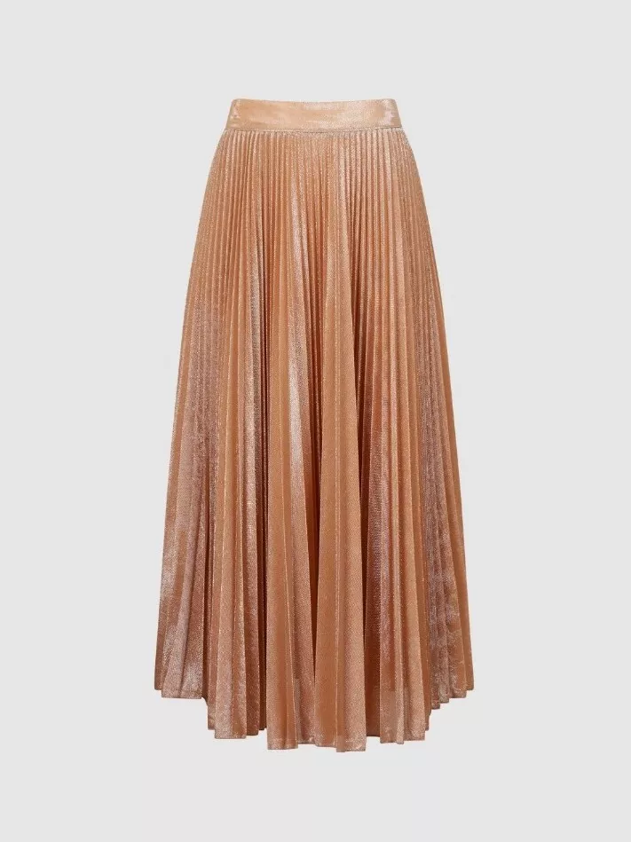 Metallic pleated cheap skirt uk