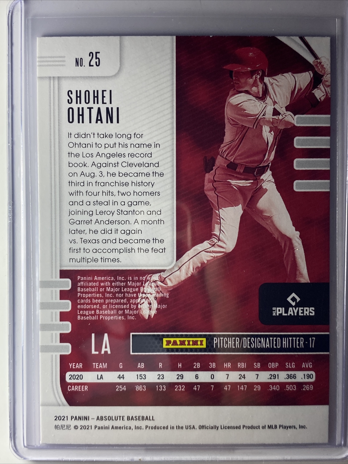 2021 Panini Absolute Shohei Ohtani 25 Los Angeles Angels Absolute