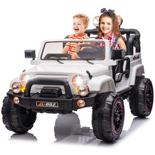 JOYLDIAS White 12V Battery Kids Ride On Car Electric Toy Truck Gift LED MP3 w/RC