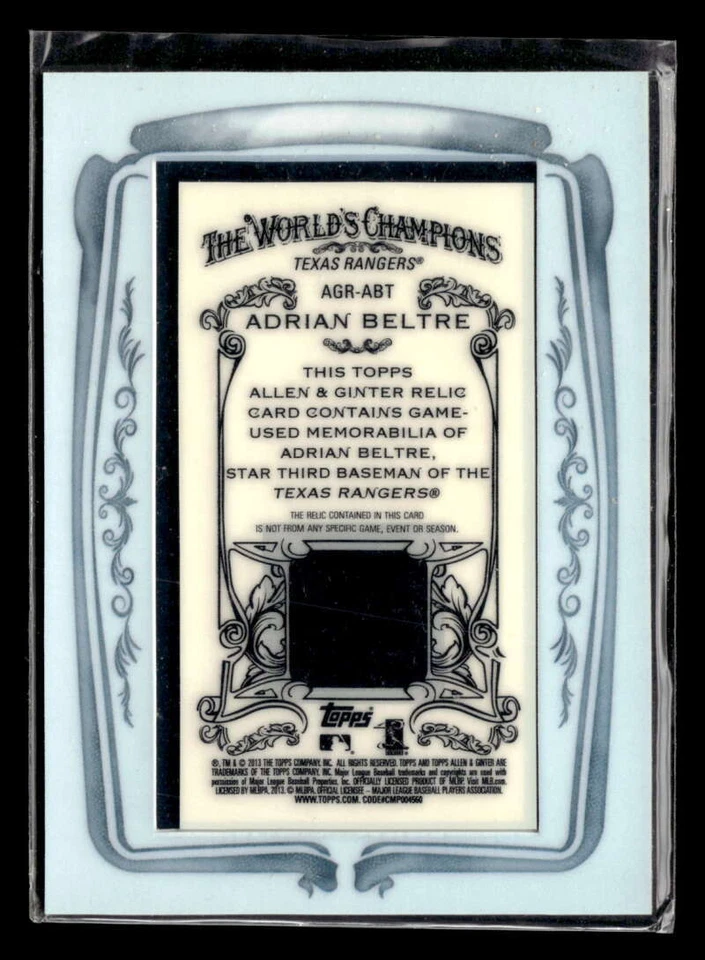 2013 Topps Allen & Ginter Adrian Beltre Framed Mini Relics Jersey Rangers U3271 - Image 2 of 2