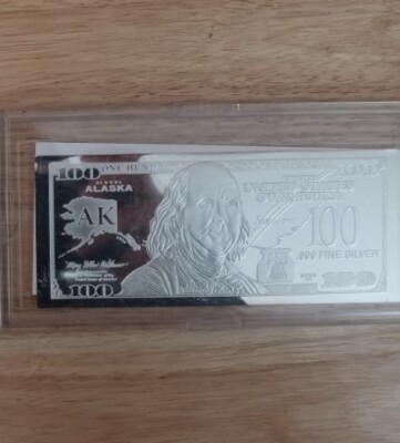 希少　アメリカ　フランクリン　100ドル　純銀プレート State Silver $100 bill .999 Fine Silver The Federated Mint
