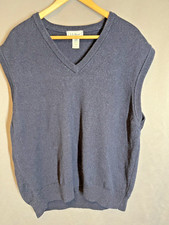 LL Bean Vtg Scotland Sweater V neck vest XL Navy 100 Lambswool Wool EUC 0 Flaws