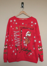 Vintage Christmas Sweatshirt Red Bear Medium Large Holiday Ugly 1980s 1990s