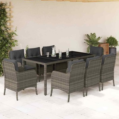 Patio Dining Set with Cushions Outdoor Garden Furniture Poly Rattan vidaXL vidaX