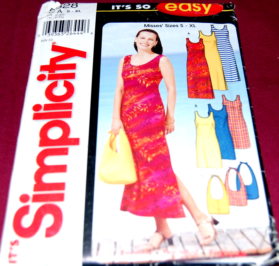 Simplicity Pattern5628 Simplicity Pattern # 5628 - Two Styles Women's Dresses & Purse - Size S ...
