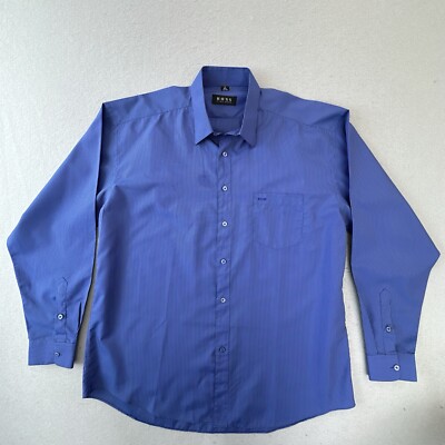 Hugo Boss Shirt Mens 19 Blue White Striped Business Dress Formal Preppy 