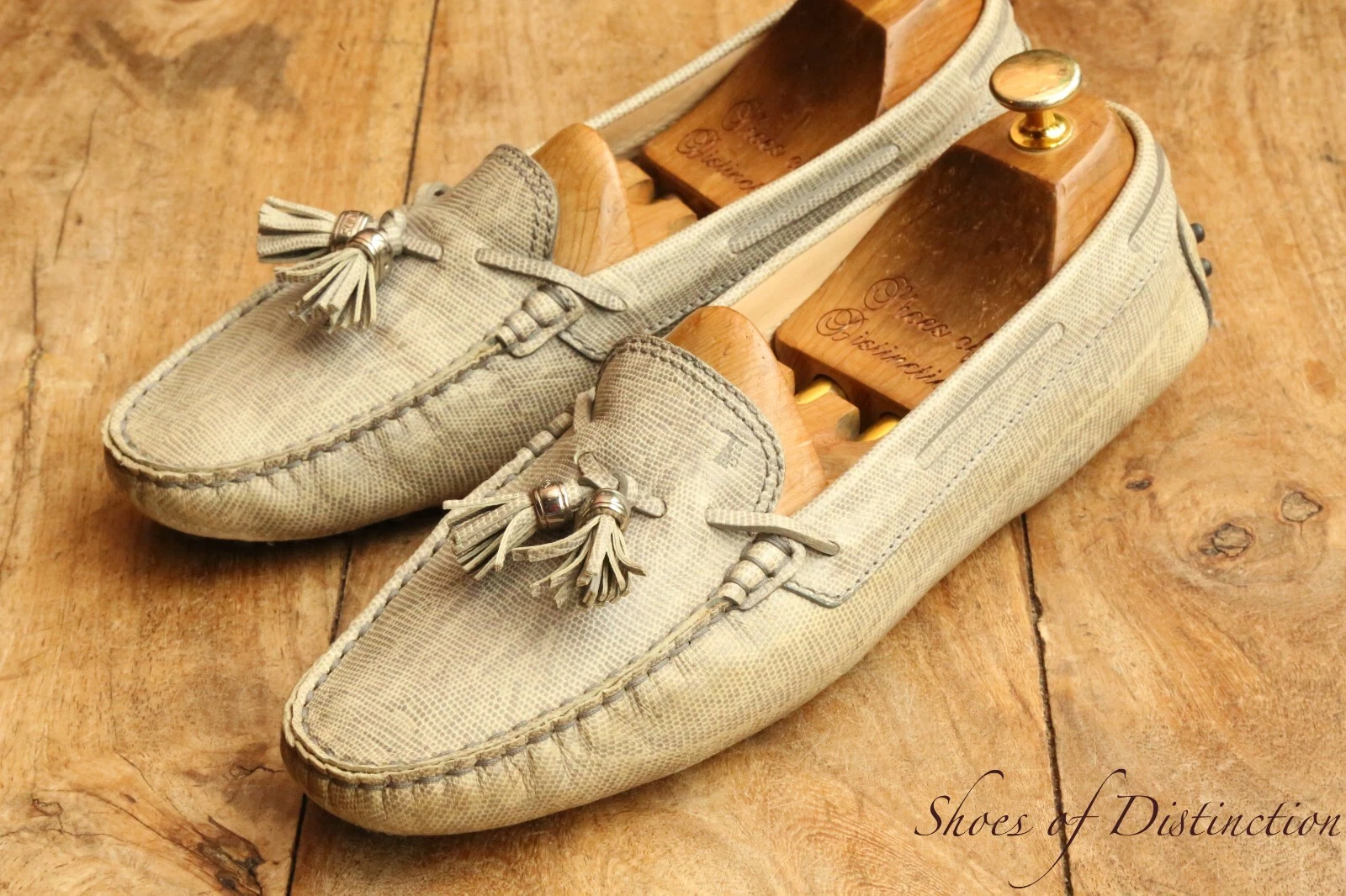 TOD’S Mocassini Tod's beige moc pelle di lucertola scarpe ballerine décolleté donna UK 7 US 10