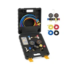 Orion Motor Tech 4 Way AC Gauge Set for R410a R22 R134a Refrigerant, 4 Valve ...