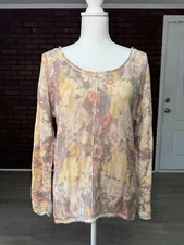 Free People Floral Angora Blend Sheer Knit Long Sleeve Top Sz Small Boho