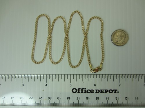 Vintage 14k Yellow Gold Cuban Curb Link Chain Necklace 20 inch 2.5 mm. - Picture 3 of 9