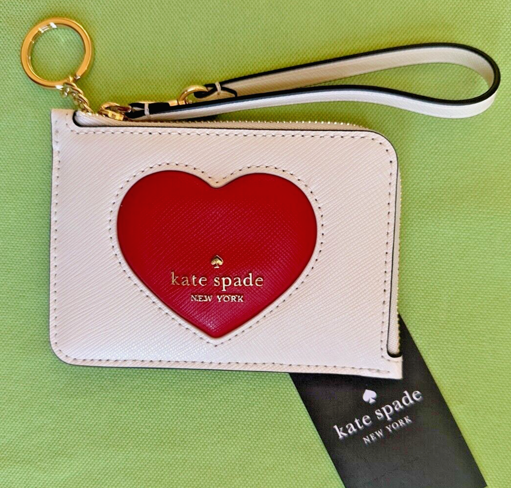 KATE SPADE MADISON PUFFY HEART SMALL CARDHOLDER WRISTLET:NWT (see