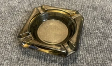 Vintage Clear Glass Ashtray Green Tinted Approx 3-5/8"