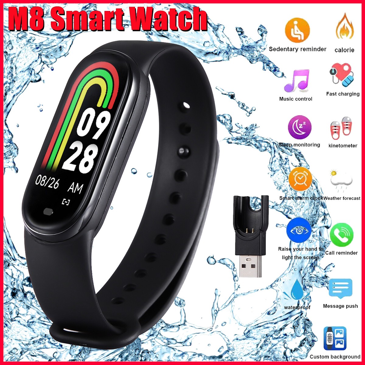 M8 Smart Watch Band Heart Rate Blood Pressure Monitor Tracker