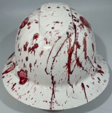 New Full Brim Hard Hat Custom Hydro Dipped HOMICIDE BLOOD SPLATTER