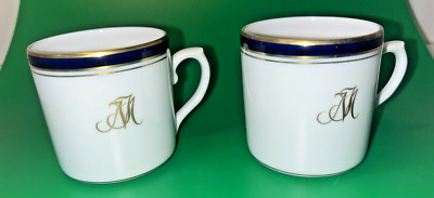 Vista Alegre Monogram Two Demitasse Cups with Handles VA Portugal