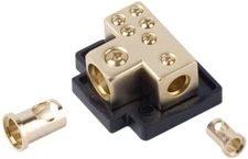 Gold Power Ground Distribution Block 0/2/4/8 Gauge In (4) 8 Gauge Out
