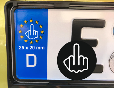 4x Nummernschild Aufkleber Mittelfinger Stinkefinger Plakette Kennzeichen Decal