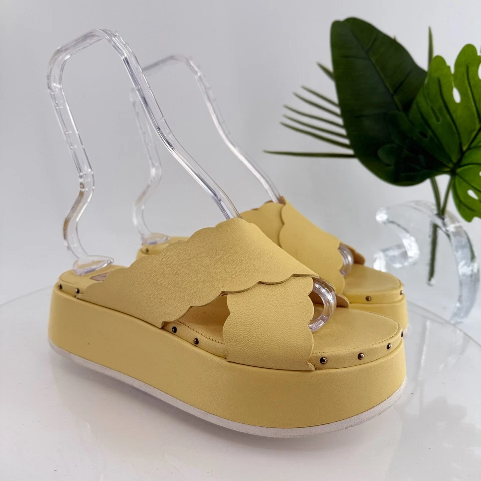 Sandália feminina AGL NOA tamanho 40 10 plataforma sola robusta sapato de couro amarelo - Imagem 2 de 4