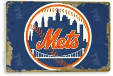 TIN SIGN New York Mets Retro Metal Décor Citi Field Store Card Shop A913