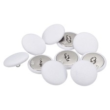 10pcs 25mm Fabric Cloth Covered with Metal Shank Round Sewing Buttons White