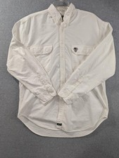 American Eagle Shirt Mens Large White Twill Long Sleeve Button Down Made in USA