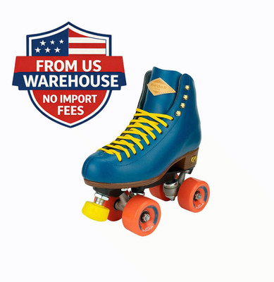 Riedell Crew Roller Skates Ocean Red Leather Outdoor Quad Skates Size 9