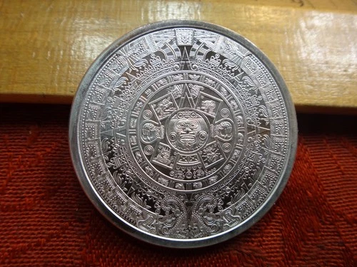 Aztec Calendar Cuauhtémoc One 1 Oz .999 Silver Bullion Round - No Reserve