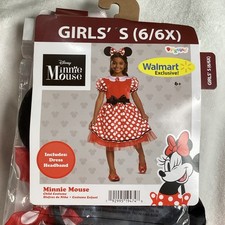 Disney Minnie Mouse Costume Dress Girls Outfit Small 6 6X S Mini Headband Ears