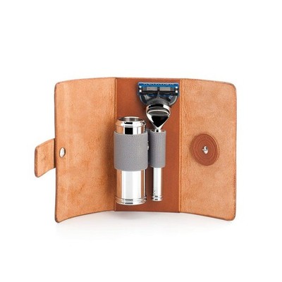 MÜHLE TRAVEL Vegetable-Tanned Cowhide Travel Case 5-Blade Razor & Travel Br