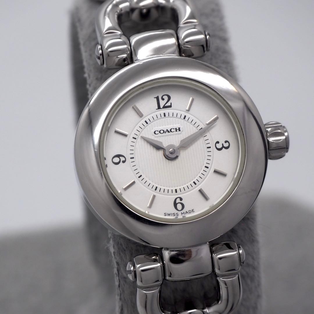 Good Condition COACH Watch with Box Ladies Silver White COACH,17359 thumbnail 3