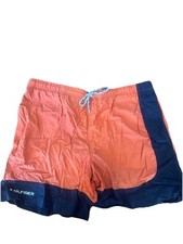 VTG 90s Tommy Hilfiger Color Block Swim Trunks Board Shorts Orange Large FLAW